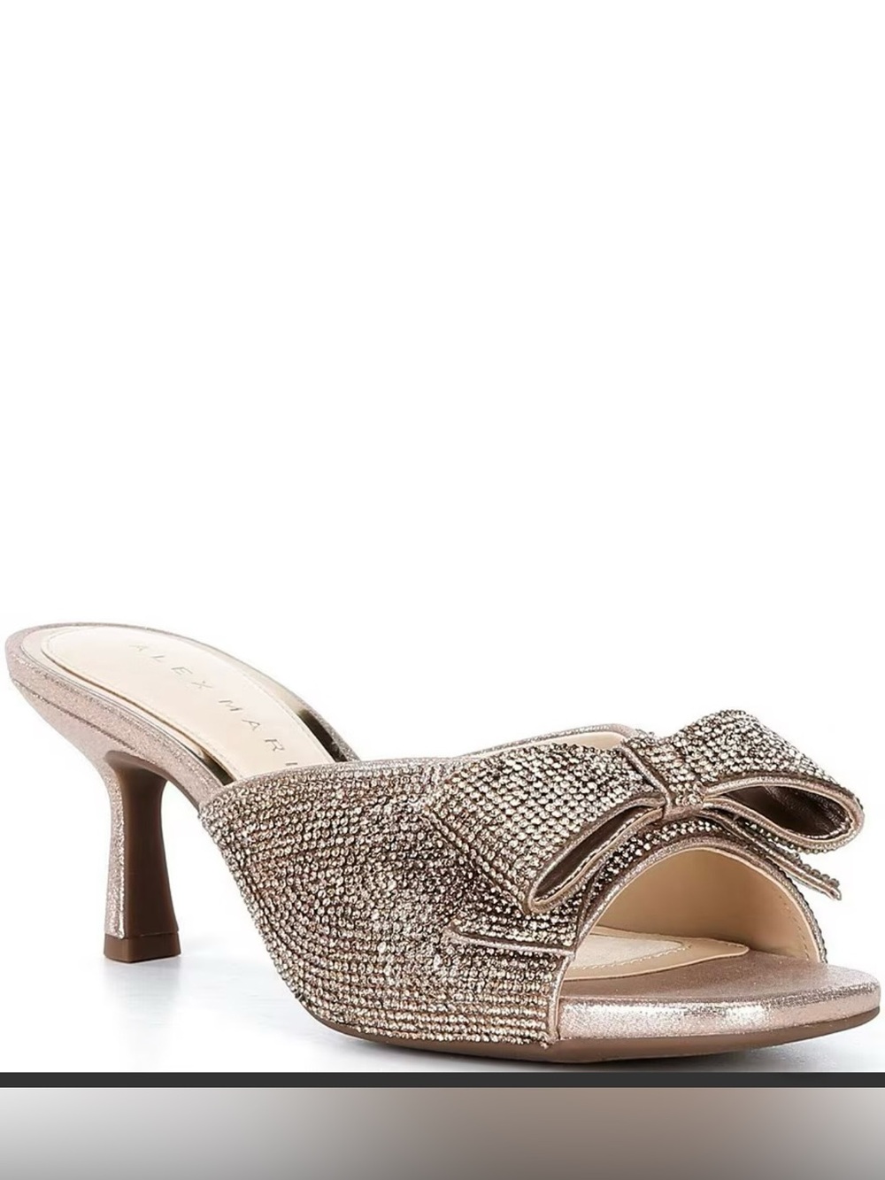 Alex Marie Rose Gold Crystal Bow Slip-On Heel